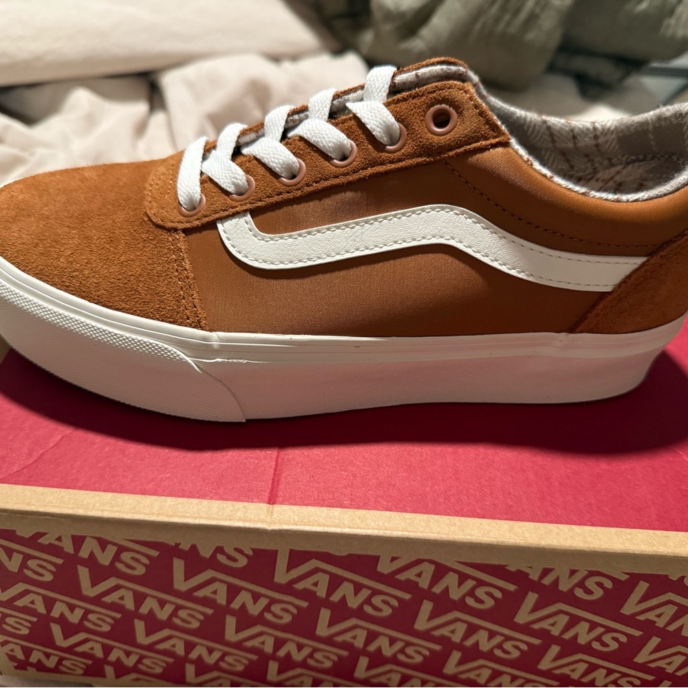 Vans platform Classic Brown and White Sneakers